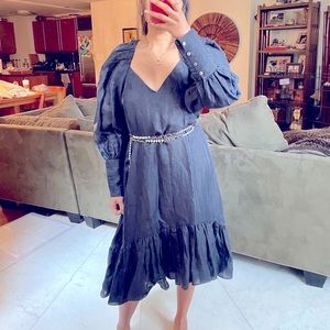 NWOT Choosy Puffy Sleeves Mourning Style Midi Dress S